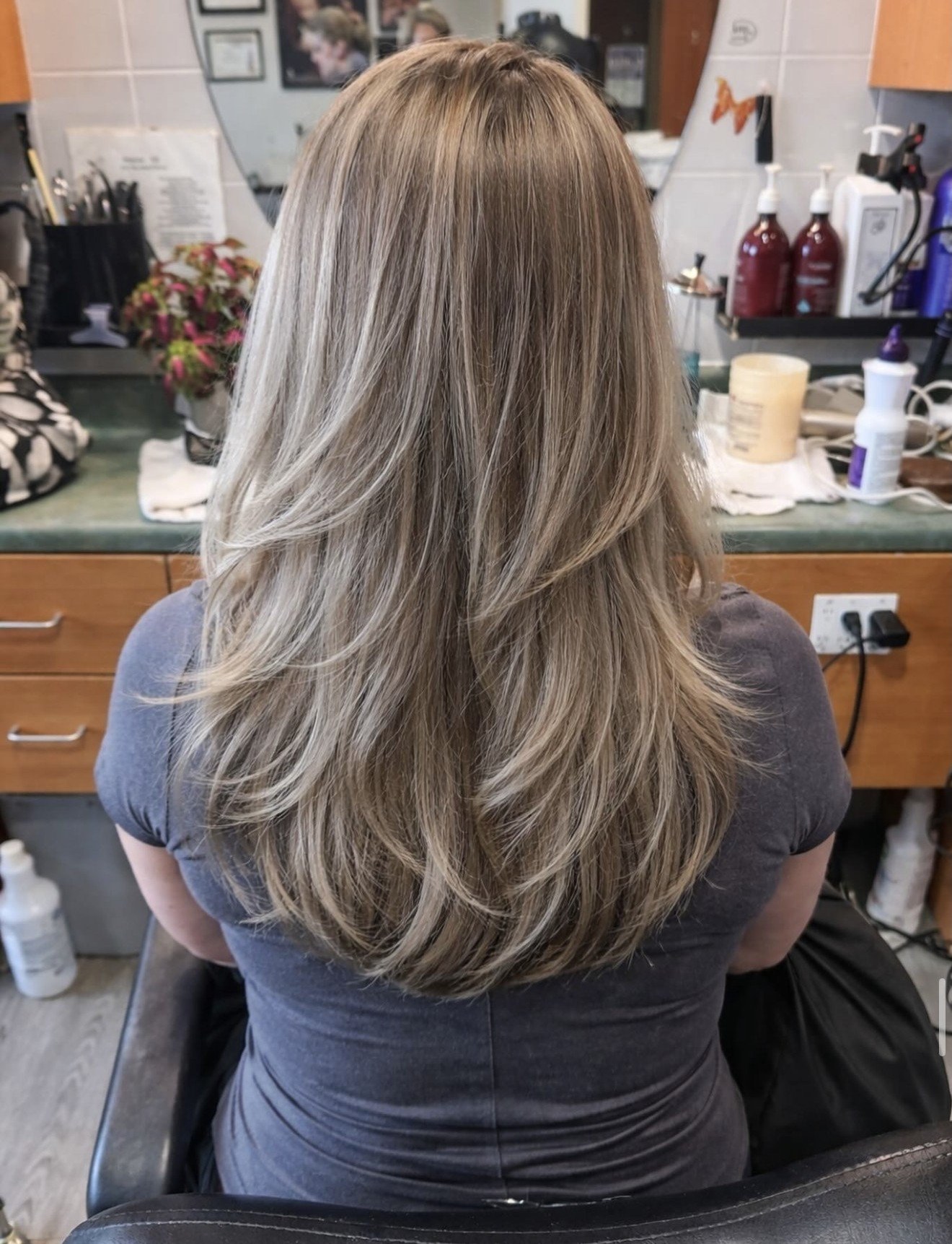 Layered highlights hairstyle