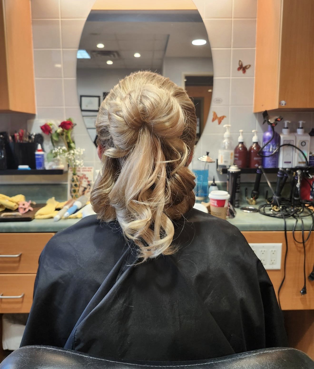 Bridal half-up updo hairstyle